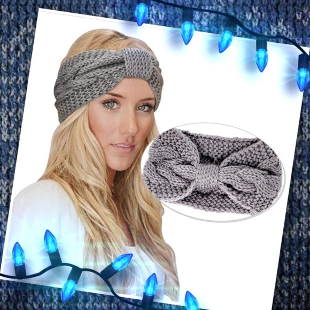 * 3 FOR $15 * Winter Bow Knit Headband - Grey